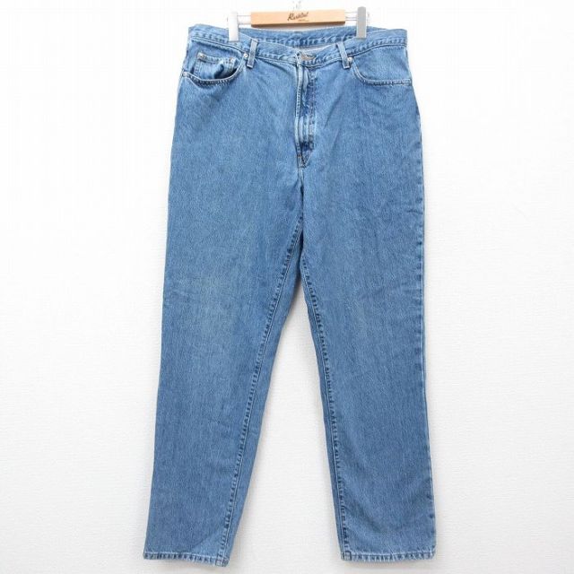 W38★古着 ラルフローレン Ralph Lauren ブランド ジーンズ メンズ 90年代 90s テーパード コットン USA製 紺 ネイビー デニム 25mar27 中古 ボトムス ジーパン Gパン ロング パンツ