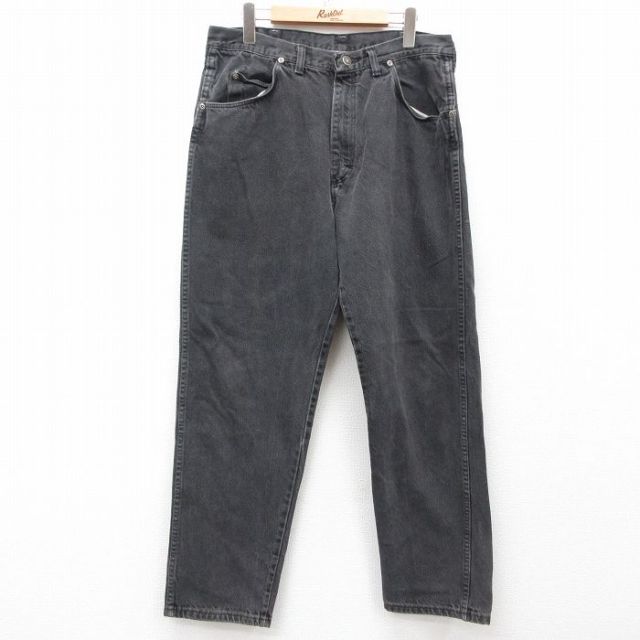 W35★古着 ラングラー Wrangler ジーンズ メンズ 90年代 90s コットン USA製 黒 ブラック デニム 25mar27 中古 ボトムス ジーパン Gパン ロング パンツ