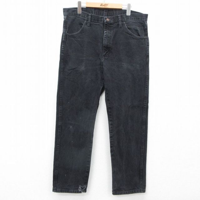 【50%OFF】W37★古着 ラスラー ジーンズ メンズ コットン 黒 ブラック デニム 25mar27 中古 ボトムス ジーパン Gパン ロング パンツ