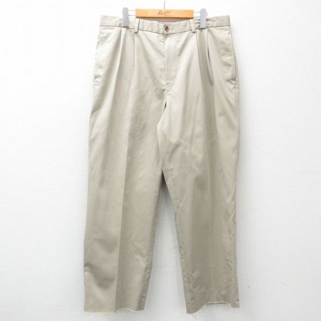 W35★古着 ブルックスブラザーズ BROOKS BROTHERS ブランド パンツ メンズ 00年代 00s コットン ベージュ カーキ 25mar27 中古 ボトムス ロング