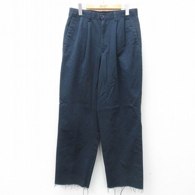 W31★古着 ドッカーズ パンツ メンズ コットン 濃紺 ネイビー 25mar27 中古 ボトムス ロング