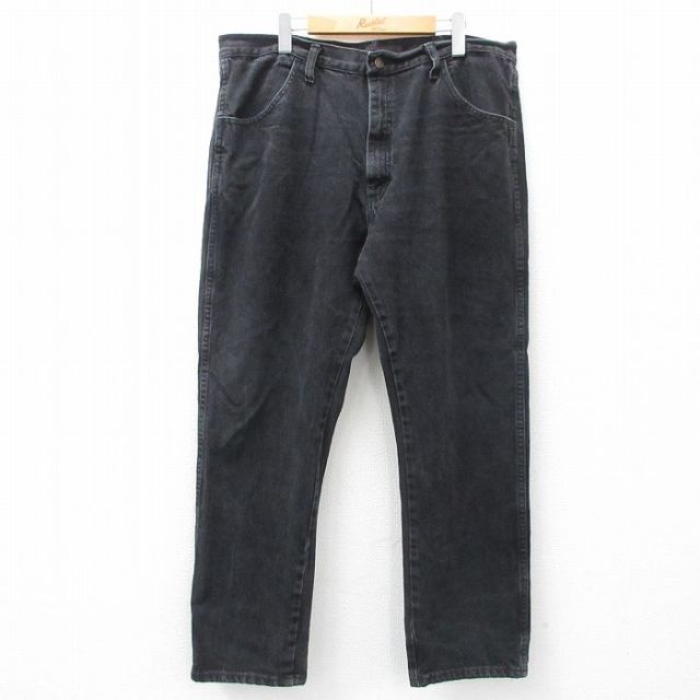 W38★古着 ラスラー ジーンズ メンズ コットン 黒 ブラック デニム 25mar27 中古 ボトムス ジーパン Gパン ロング パンツ