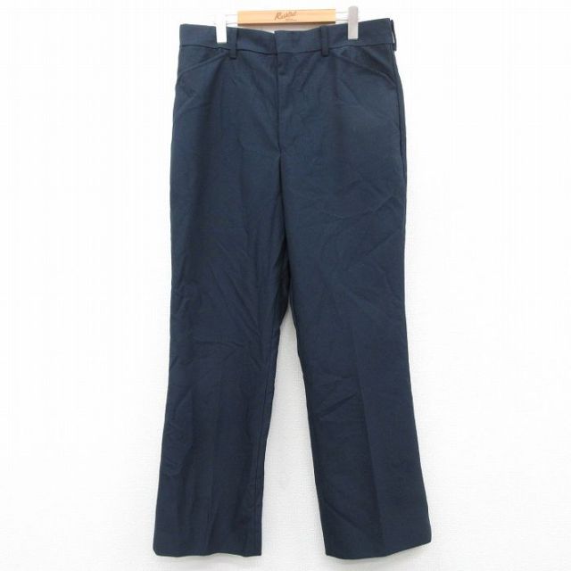 W35★古着 ラングラー Wrangler スラックス パンツ メンズ 80年代 80s USA製 タロン 濃紺 ネイビー 25mar27 中古 ボトムス ロング