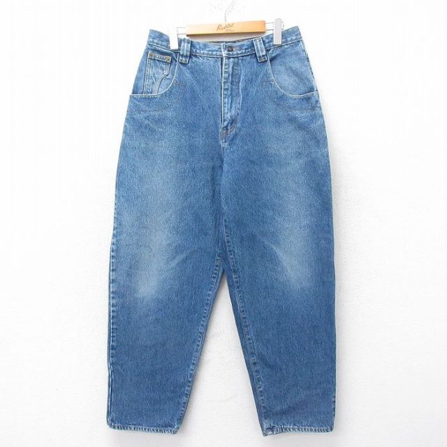 W30★古着 ジーンズ メンズ 90年代 90s テーパード コットン 紺 ネイビー デニム 【spe】 25mar27 中古 ボトムス ジーパン Gパン ロング パンツ