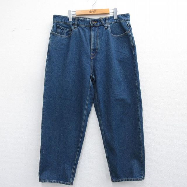 W37★古着 ボルコム VOLCOM ジーンズ メンズ テーパード コットン 紺 ネイビー デニム 25mar29 中古 ボトムス ジーパン Gパン ロング パンツ