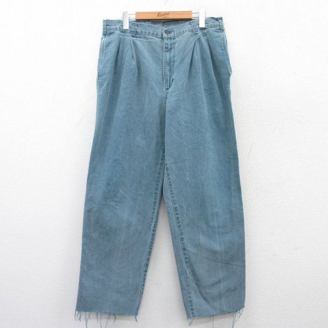 W34★古着 ドッカーズ パンツ メンズ 90年代 90s USA製 薄紺 ネイビー 25mar28 中古 ボトムス ロング