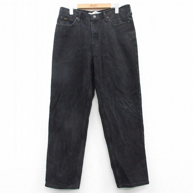 W34★古着 リー Lee ジーンズ メンズ コットン 黒 ブラック デニム 25mar28 中古 ボトムス ジーパン Gパン ロング パンツ