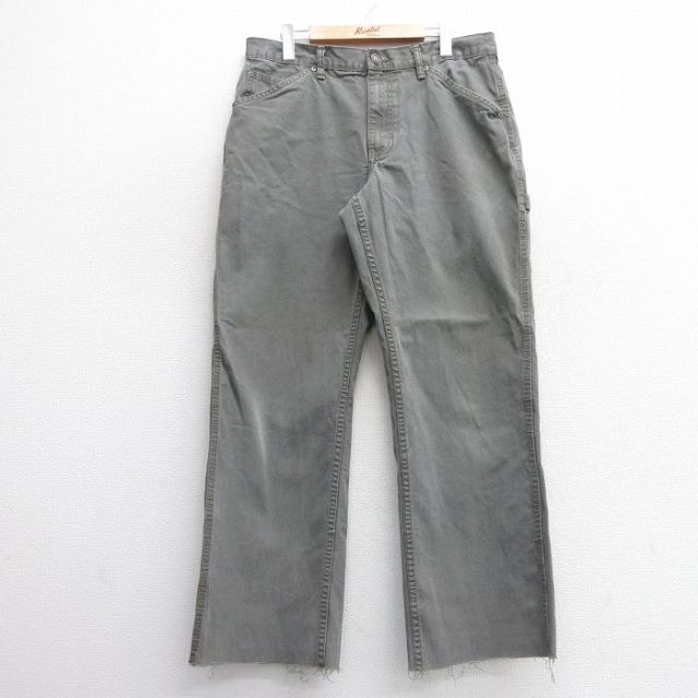 W34★古着 ペインター パンツ メンズ ダック地 コットン グレー 25mar28 中古 ボトムス ロング