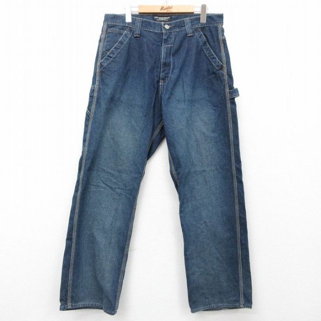 W33★古着 ラルフローレン Ralph Lauren ポロジーンズ ペインター パンツ メンズ コットン 紺 ネイビー デニム 25mar28 中古 ボトムス ジーパン Gパン ロング