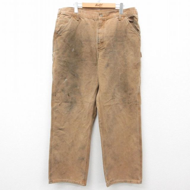 W38★古着 カーハート Carhartt ペインター パンツ メンズ ダック地 茶 ブラウン 【spe】 25mar28 中古 ボトムス ロング