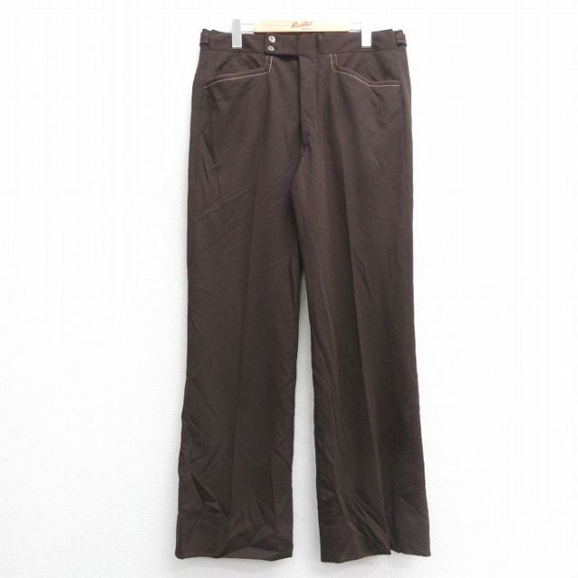 W34★古着 パンツ メンズ 80年代 80s タロン 茶 ブラウン 25mar28 中古 ボトムス ロング