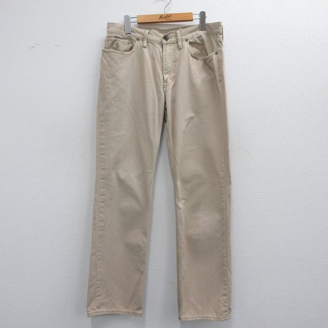 【50%OFF】W35★古着 ラルフローレン Ralph Lauren ブランド ジーンズ メンズ ワンポイントロゴ コットン ベージュ カーキ デニム 25mar29 中古 ボトムス ジーパン Gパン ロング パンツ