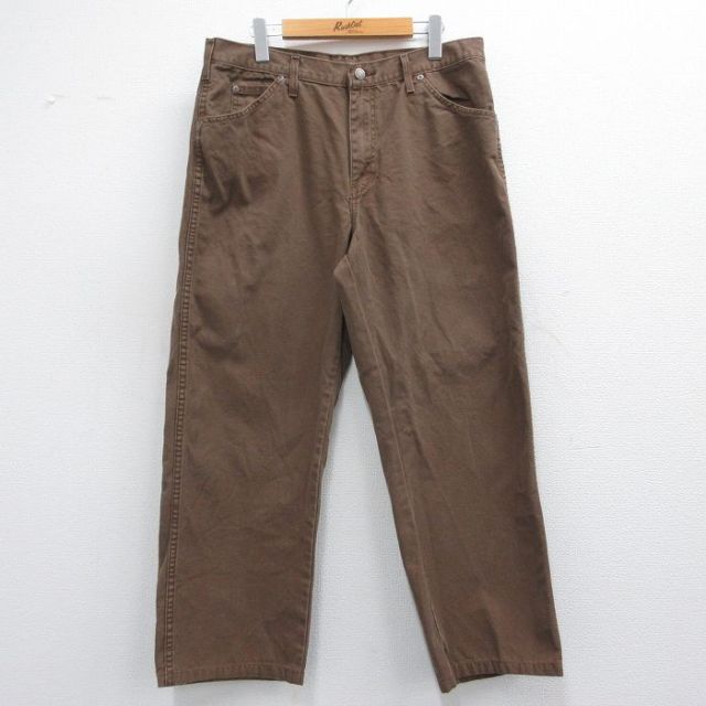 W35★古着 ディッキーズ Dickies パンツ メンズ ダック地 コットン 濃茶 ブラウン 25mar29 中古 ボトムス ロング