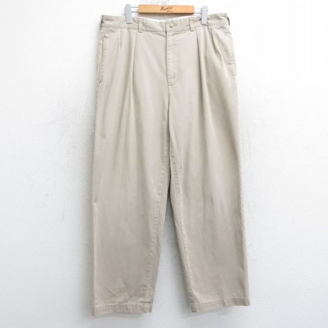 W35★古着 ラルフローレン Ralph Lauren ブランド チノ パンツ チノパン メンズ 90年代 90s コットン ベージュ カーキ 25mar29 中古 ボトムス ロング