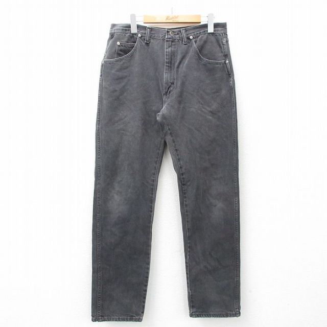 W33★古着 ラングラー Wrangler ジーンズ メンズ 90年代 90s コットン USA製 黒 ブラック デニム 25mar31 中古 ボトムス ジーパン Gパン ロング パンツ