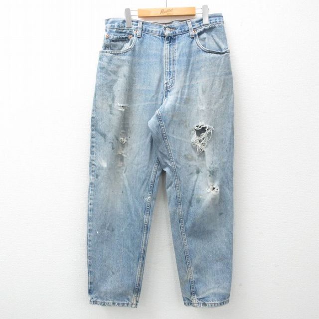 W34★古着 リーバイス Levis 560 ジーンズ メンズ 00年代 00s ヒゲ コットン 紺 ネイビー デニム 【spe】 25mar31 中古 ボトムス ジーパン Gパン ロング パンツ