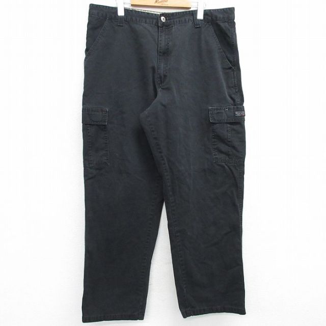 W37★古着 ラングラー Wrangler カーゴ パンツ メンズ 黒 ブラック 25apr02 中古 ボトムス ロング