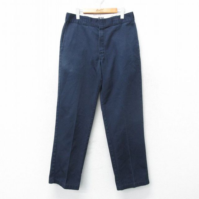 W34★古着 ディッキーズ Dickies ワーク パンツ メンズ 874 紺 ネイビー 25apr01 中古 ボトムス ロング
