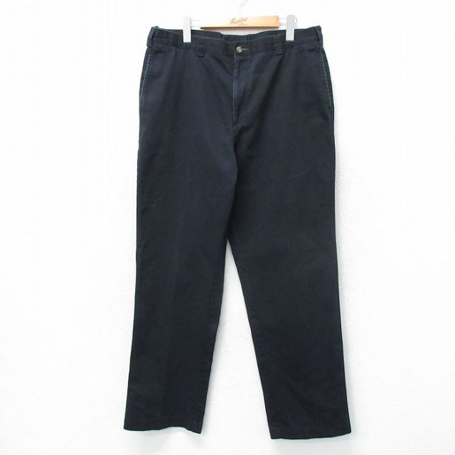W38★古着 トミーヒルフィガー TOMMY HILFIGER ブランド チノ パンツ チノパン メンズ 90年代 90s ワンポイントロゴ コットン 黒 ブラック 25apr01 中古 ボトムス ロング