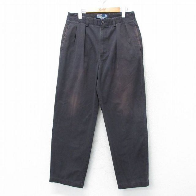 W33★古着 ラルフローレン Ralph Lauren ブランド チノ パンツ チノパン メンズ 90年代 90s ANDREW コットン 黒 ブラック 25apr01 中古 ボトムス ロング