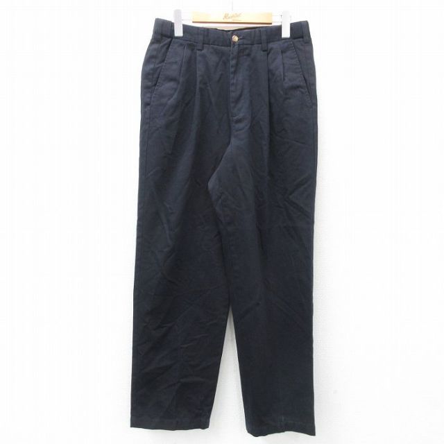 W32★古着 チノ パンツ チノパン メンズ コットン 黒 ブラック 25apr01 中古 ボトムス ロング