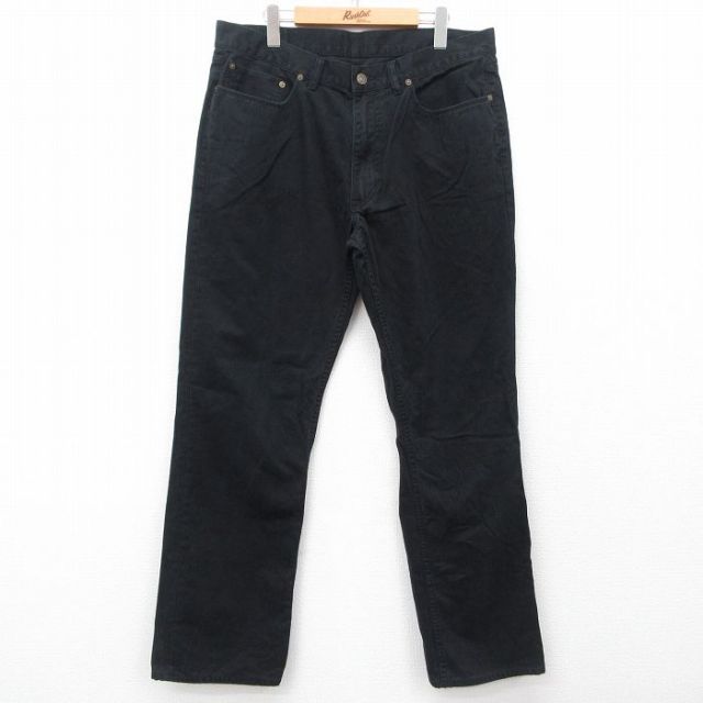 W35★古着 ラルフローレン Ralph Lauren ブランド パンツ メンズ コットン 黒 ブラック 25apr01 中古 ボトムス ロング