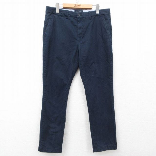W33★古着 トミーヒルフィガー TOMMY HILFIGER ブランド パンツ メンズ 紺 ネイビー 25apr01 中古 ボトムス ロング
