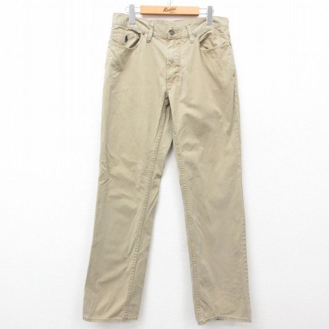 W31★古着 ラルフローレン Ralph Lauren ブランド パンツ メンズ コットン ベージュ カーキ 25apr01 中古 ボトムス ロング
