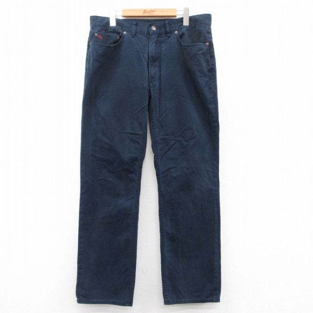 W34★古着 ラルフローレン Ralph Lauren ブランド パンツ メンズ コットン 紺 ネイビー 25apr01 中古 ボトムス ロング