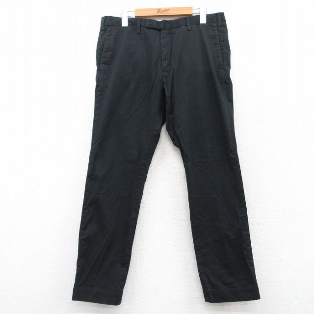 W33★古着 ラルフローレン Ralph Lauren ブランド パンツ メンズ 黒 ブラック 25apr01 中古 ボトムス ロング