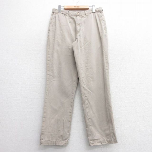 W31★古着 ラルフローレン Ralph Lauren ブランド パンツ メンズ コットン 薄ベージュ カーキ 25apr02 中古 ボトムス ロング