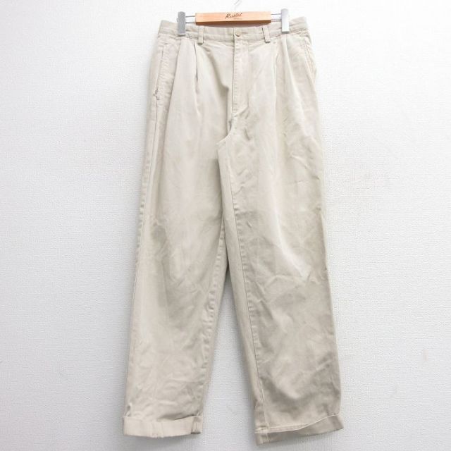 W30★古着 ラルフローレン Ralph Lauren ブランド チノ パンツ チノパン メンズ 90年代 90s コットン 薄ベージュ カーキ 25apr02 中古 ボトムス ロング