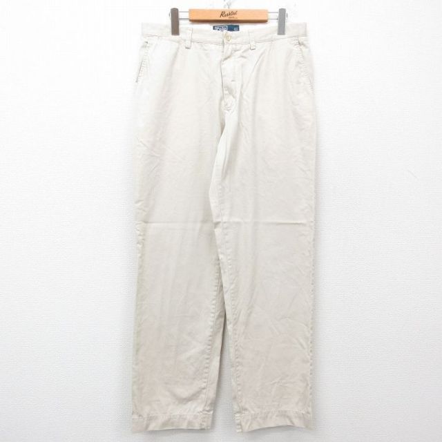 W33★古着 ラルフローレン Ralph Lauren ブランド チノ パンツ チノパン メンズ 90年代 90s コットン ベージュ カーキ 25apr03 中古 ボトムス ロング