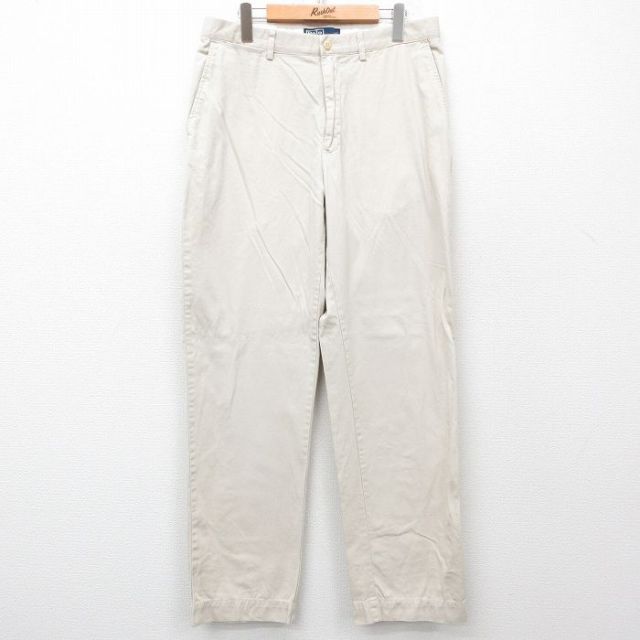 W33★古着 ラルフローレン Ralph Lauren ブランド チノ パンツ チノパン メンズ 90年代 90s コットン ベージュ カーキ 25apr03 中古 ボトムス ロング