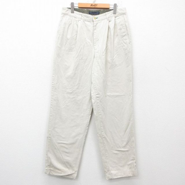 W33★古着 トミーヒルフィガー TOMMY HILFIGER ブランド パンツ メンズ コットン ベージュ カーキ 25apr03 中古 ボトムス ロング