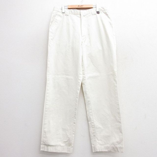 W36★古着 トミーヒルフィガー TOMMY HILFIGER スラックス パンツ メンズ ワンポイントロゴ コットン 薄ベージュ カーキ 25apr03 中古 ボトムス ロング