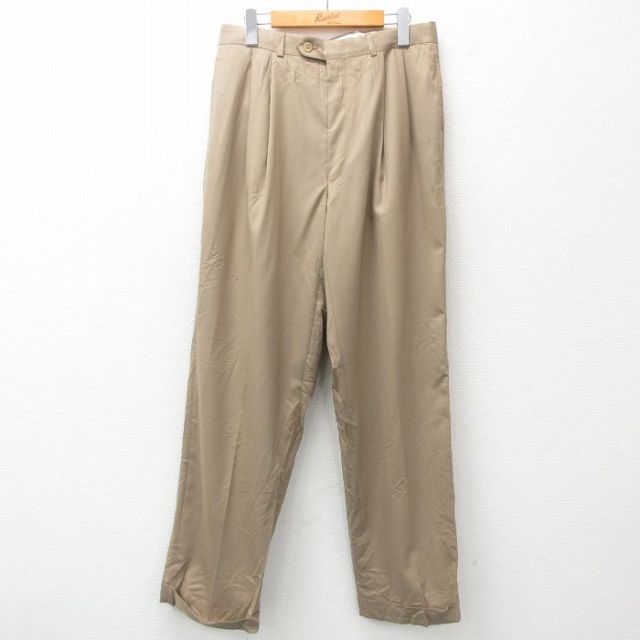 W31★古着 ラルフローレン Ralph Lauren ブランド スラックス パンツ メンズ ウール カナダ製 ベージュ カーキ 25apr03 中古 ボトムス ロング