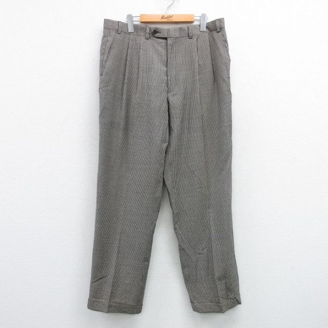 W34★古着 ラルフローレン Ralph Lauren ブランド スラックス パンツ メンズ 千鳥格子 黒他 ブラック 25apr04 中古 ボトムス ロング
