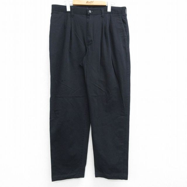 W34★古着 リー Lee チノ パンツ チノパン メンズ 紺 ネイビー 25apr04 中古 ボトムス ロング