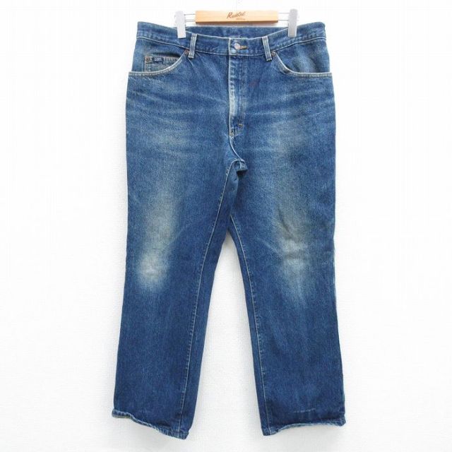 W39★古着 リー Lee ジーンズ メンズ 90年代 90s ヒゲ コットン USA製 紺 ネイビー デニム 【spe】 25apr07 中古 ボトムス ジーパン Gパン ロング パンツ