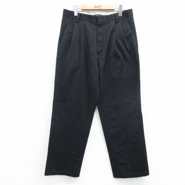 W32★古着 ドッカーズ スラックス パンツ メンズ コットン 黒 ブラック 25apr07 中古 ボトムス ロング