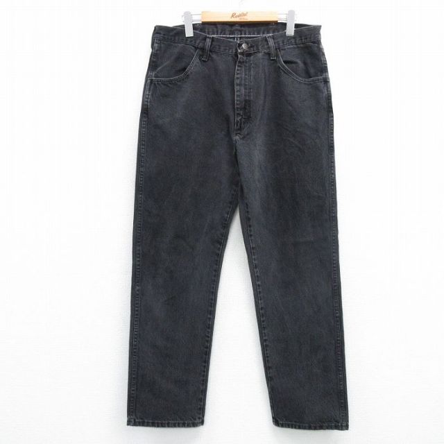 【50%OFF】W36★古着 ラスラー ジーンズ メンズ コットン 黒 ブラック デニム 25apr07 中古 ボトムス ジーパン Gパン ロング パンツ