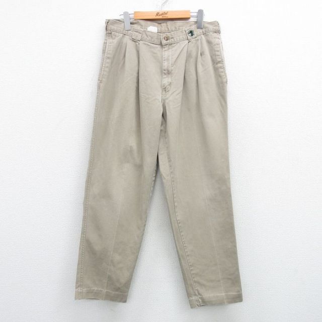 W34★古着 ダックヘッド パンツ メンズ コットン ベージュ カーキ 25apr07 中古 ボトムス ロング