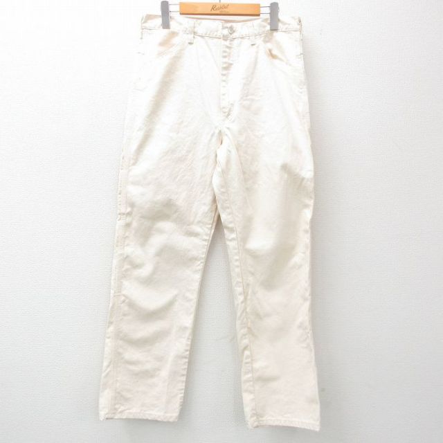 W34★古着 ビッグベン BIG BEN ラングラー Wrangler ペインター パンツ メンズ 80年代 80s ダック地 USA製 生成り 【spe】 25apr10 中古 ボトムス ロング