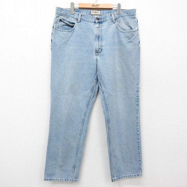 W37★古着 エルエルビーン LLBEAN ジーンズ メンズ 00年代 00s ヒゲ コットン 紺 ネイビー デニム 25apr11 中古 ボトムス ジーパン Gパン ロング パンツ