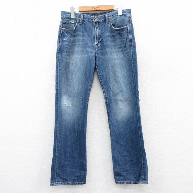 W32★古着 ラッキーブランド Lucky Brand ジーンズ メンズ ヒゲ 紺 ネイビー デニム 【spe】 25apr11 中古 ボトムス ジーパン Gパン ロング パンツ