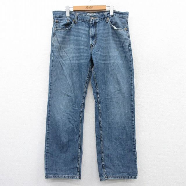 W36★古着 リーバイス Levis パンツ メンズ ヒゲ コットン 紺 ネイビー デニム 25apr11 中古 ボトムス ロング