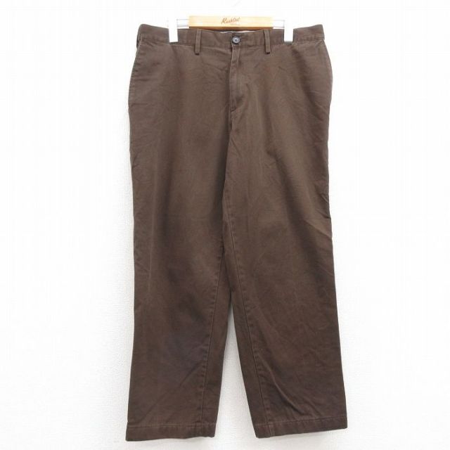 【20%OFF】W35★古着 ランズエンド パンツ メンズ コットン 茶 ブラウン 25apr11 中古 ボトムス ロング