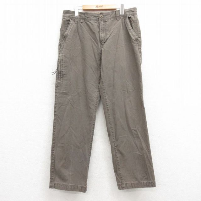 W35★古着 G.H.BASS パンツ メンズ ダック地 コットン 茶系 ブラウン 【spe】 25apr11 中古 ボトムス ロング