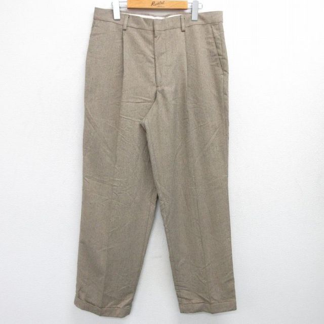 W34★古着 ペリーエリス スラックス パンツ メンズ 90年代 90s ベージュ カーキ 25apr12 中古 ボトムス ロング
